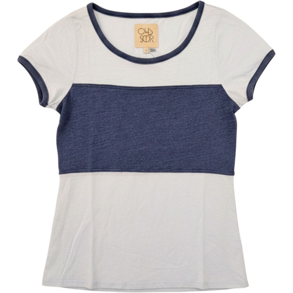 Chaser Ringer Tee Womens Size M Blue Colorblock Stripe Scoop Neck Shirt